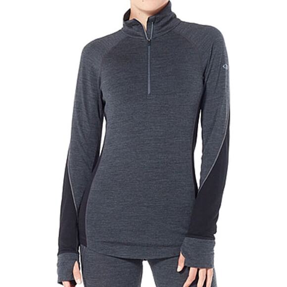 Icebreaker 260 Zone Long Sleeve Half Zip Jet Heather Black Snow NWT Xlarge - Picture 1 of 7